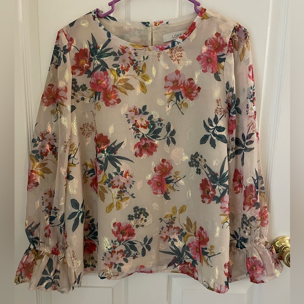 LOFT Floral Long Sleeve Blouse